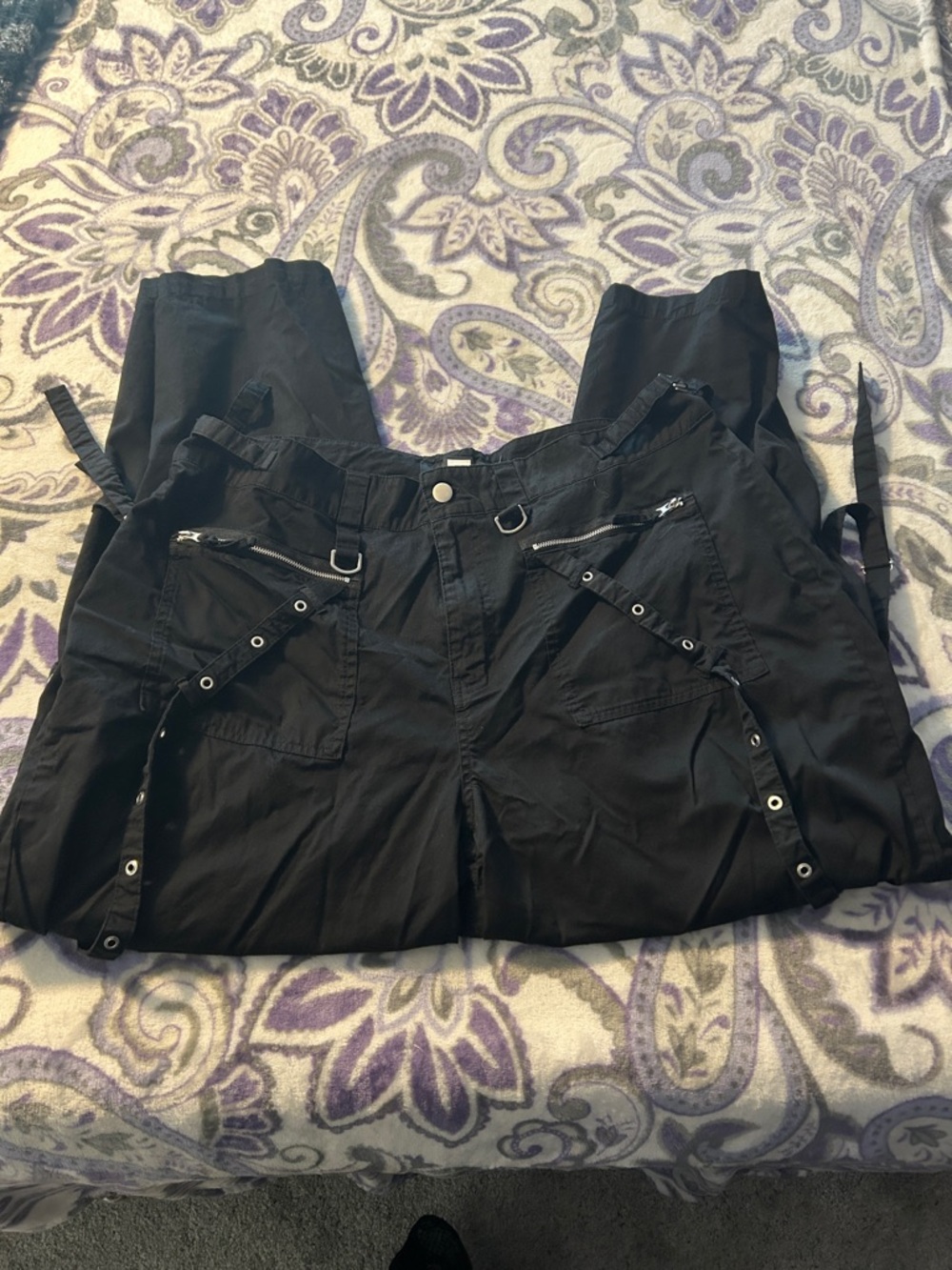 Torrid Nightfall strappy y2k baggy hardware pants goth emo 14 black - Picture 6 of 9